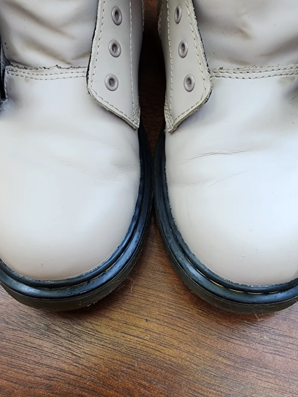 Dr. Martens 1460 Zip Leather Lace Up Combat Boots Bone Taupe White [4]